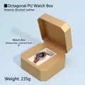 Champagne gold octagonal PU leather watch box with white pillow for storage 12x12x7.5cm - Octagonal Watch Box - Gold