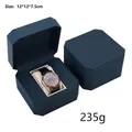 Dark blue octagonal PU leather watch box with cream pillow, size 12x12x7.5cm - Octagonal Watch Box - Dark Blue