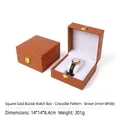 Brown crocodile leather watch storage box with gold clasp and white velvet lining - Crocodile Pattern Watch Box - Coffee (White Interior)