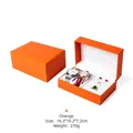 Orange matte leather watch storage box with white lining, dimensions 16.3x10.2x7.2cm - Orange Gift Set Box