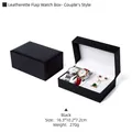 Premium black matte PU leather watch box for couples, size 16.3x10.2x7.2cm, 270g - Black Gift Box