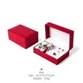 Red matte PU leather double watch box for couples, luxury storage box 16.3x10.2x7.2cm - Bright Red Double Watch Set Box