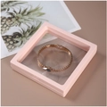 Pink PE film floating display box with gold chain bracelet and push-open frame design - 9*9cm / Pink