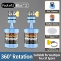 Sky blue 2-pack faucet filter with medical stone for 360-degree rotating water purification - Rotating Style / Filter + Filter / Blue