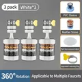 Set of 3 white 360-degree rotating kitchen faucet filters with maifan stone purifiers - Rotating Style / Filter + Filter + Filter / White