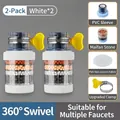 2-pack 360-degree rotating kitchen faucet water filter with maifan stone beads - Standard Type / Filter + Filter / White