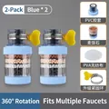 Blue kitchen faucet water filter 2-pack with maifan stone and 360-degree rotation - Standard Type / Filter + Filter / Blue