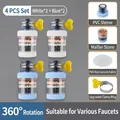 Kitchen faucet water filter 4-pack in blue and white with 360-degree rotation - Standard Type / Filter + Filter + Filter + Filter / Mixed Colors