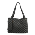 Grand sac à bandoulière noir avec motif trèfle rétro et petit porte-monnaie assorti - Noir