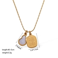 Collana dorata a forma di zucca con ciondolo in giada lavanda e placca Fu Lu, 45cm - Zucca Hulu (XKN0502) / Oro
