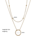 Detail of double-layer golden necklace showing dimensions of circular pendant and beads - Round Ring (XKN0152)