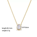 Detailed view of pear cut zircon necklace with dimensions 0.9x0.6cm and 45cm chain length - White Zirconia Water Drop (XKN1159)
