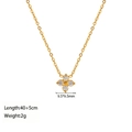 Detailed view of gold clover necklace with crystal inlay and precise size dimensions - Mini White Zircon Clover (XKN6220)