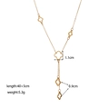 Elegant gold titanium steel Y-necklace with hollow four-leaf clover charms and measurements - Clover (XKN6215)