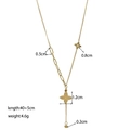 Gold plated titanium steel Y-necklace featuring asymmetric chain and clover charms - Clover Tassel (XKN6213)