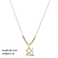 Gold plated titanium steel necklace with hollow clover pendant and square bead detail - Hollow Clover (XKN6212)