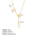 18K gold plated stainless steel butterfly tassel necklace with beads, 45+5cm length - Three Butterflies (XKN0151)