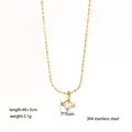 Elegant gold-plated stainless steel necklace featuring a square zircon pendant - White Zirconia Square (XKN1047)