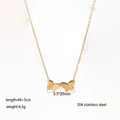 Titanium steel butterfly pendant necklace in gold finish with 40+5cm adjustable chain - Two Matte Butterflies (XKN0032)