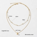 Double-layered 304 stainless steel gold necklace with bead chain and waterdrop pendant - Double Layer Water Drop (XKN0262)
