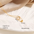 Golden double heart pendant necklace in 304 stainless steel with crystal accents - Full Zirconia Heart (XKN0054)