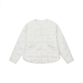 Minimalist white quilted jacket with bow patterns and round neck for women - XS / White