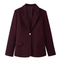 Slim fit bordeauxrode damesblazer met schoudervullingen en een gouden knoopsluiting - XS / Rood Kostuum Jas