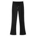Dettaglio di pantaloni neri a zampa con coulisse regolabile e fermi in metallo in vita - S / Pantaloni Neri