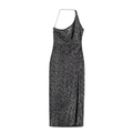 Elegante vestido midi de lentejuelas negras con un hombro y abertura lateral alta - XS / Negro