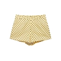 Women's high-waisted yellow A-line shorts featuring classic black polka dot pattern - XS / Yellow Shorts