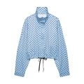 Light blue polka dot jacket with high collar and adjustable drawstring hem for women - XS / Blue Jacket