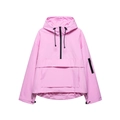 Pink hooded half-zip windbreaker jacket with front utility pocket and adjustable drawstrings - S / Pink