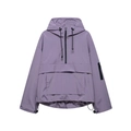 Women's lavender lavender half-zip hooded windbreaker jacket with front pouch pocket - S / Purple