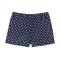 Women's autumn casual high-waisted shorts in dark blue with white polka dot patterns - Navy Blue Polka Dot Shorts