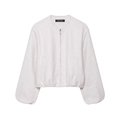 Veste bomber minimaliste grise pour femme avec manches bouffantes et zip - XS / Blanc Cassé
