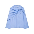 Camisa de rayas azules y blancas con un detalle de nudo asimétrico en el hombro - XS / Azul