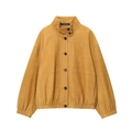 Chic mustard faux leather aviator jacket with stand collar and large front pockets - XS / Ginger Yellow