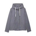 Schicke dunkelgraue Oversize-Kapuzenjacke mit weißen Kordeln und großen Fronttaschen - XS / Grau Oberteil