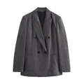 Donkergrijze blazer met dubbele rij knopen voor dames met schoudervullingen en twill - XS / donkergrijs
