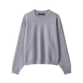 Light grey ribbed knit round neck sweater with dropped shoulders and a minimalist design - S / Gray
