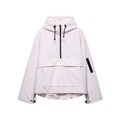 Women's pale pink quarter-zip hooded windbreaker with front flap pocket and drawstrings - S / Lotus Pink