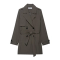 Klassieke donkergrijsgroene double-breasted trenchcoat met verstelbare riem en schouderstukken - XS / donkergrijs