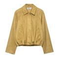 Giacca bomber da donna in finto camoscio giallo senape con colletto e bottoni metallici - XS / Giallo Terra