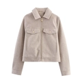 Schicke Kurzjacke aus Wollmischung in Haferflockenfarbe mit Reißverschluss für Damen - XS / Aprikose