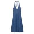 Abito midi in denim con scollo all'americana blu scuro e cuciture strutturali a vista - XS / Blu