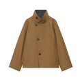 Chaqueta corta cortavientos caqui con cuello alto y diseño reversible de forro a cuadros - XS / Caqui Oscuro
