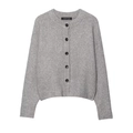 Gilet en maille grise minimaliste avec col rond et boutons noirs contrastés sur fond blanc - S / Gris