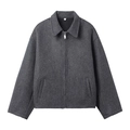 Giacca in misto lana grigio scuro da donna con cerniera e tasche, stile casual taglia S - S / grigio scuro