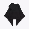 Minimalistischer schwarzer Damen-Strickponcho mit Rollkragen und asymmetrischem Saum - S / Grau