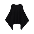 Loose knit poncho sweater for women in black with round neck and oversized silhouette - S / Black